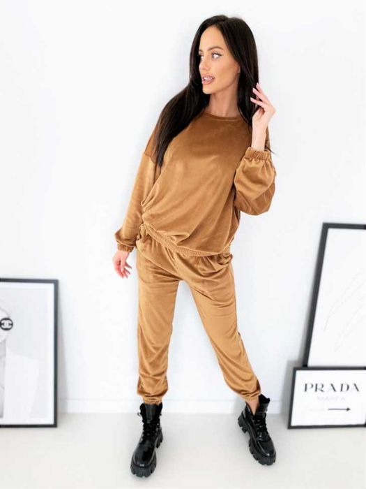 Laleli świetny welurowy KARMEL dres r.UNI WELUR