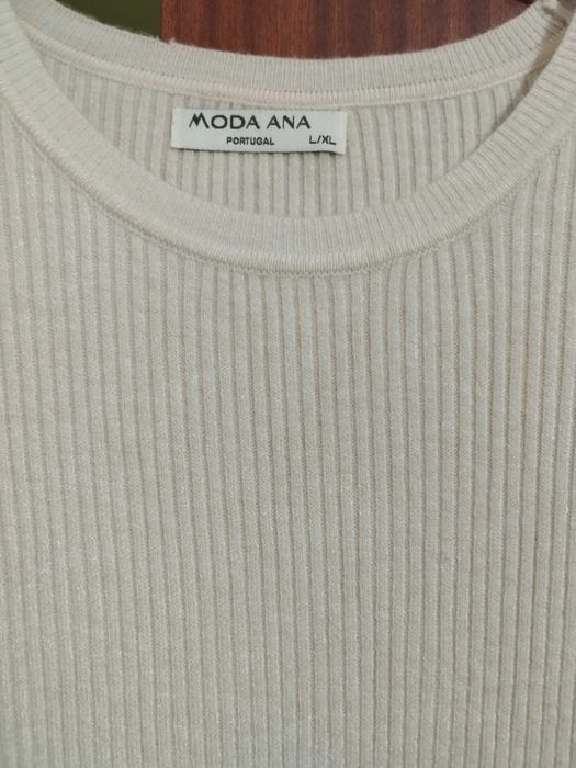 Vestido malha creme novo moda Ana