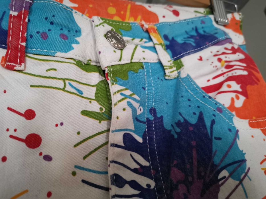 Spodnie jeansy boho popart hippie nowe r.S/28 bajecznie kolorowe