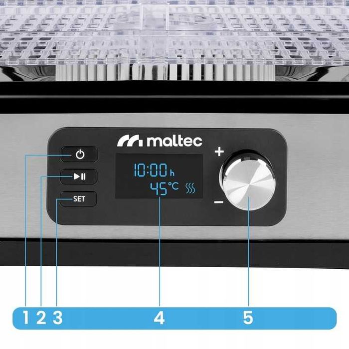 duża suszarka do grzybów owoców warzyw spożywcza 6sit mocna 450w zegar