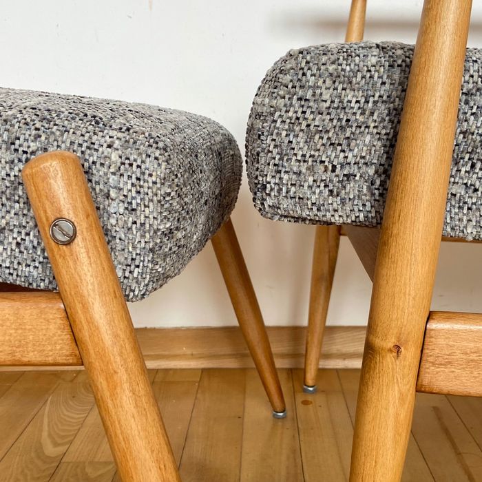 Oryginał Fotel lisek PRL melanżowa szaro beżowa Henryk Lis 2