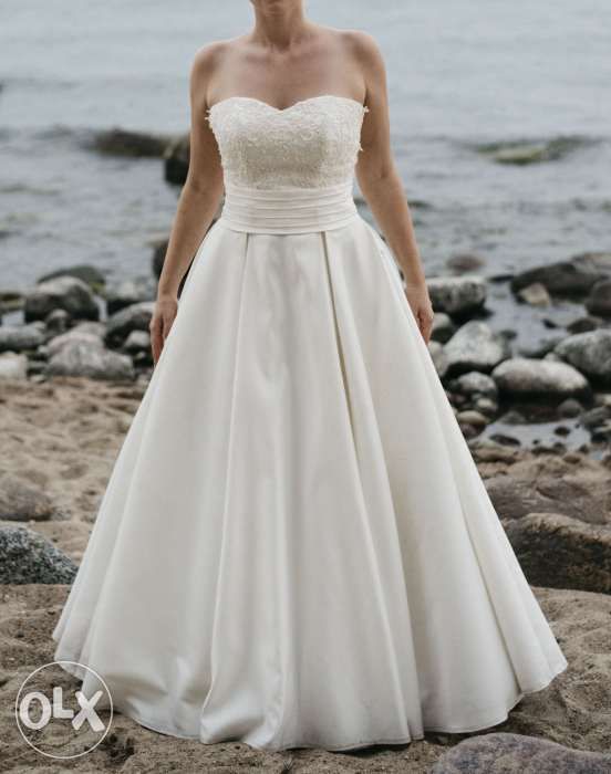 Suknia ślubna | ślub | 40 | ecru | bolerko koronkowe, koszulka