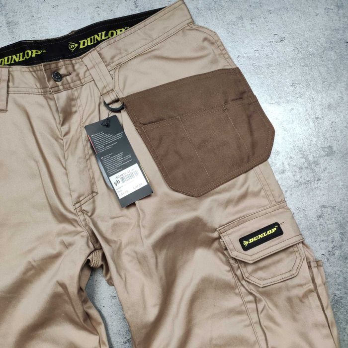 MĘSKIE Spodnie Work Bojówki Wzmocnione NOWE Dunlop Cordura Klapy Logo