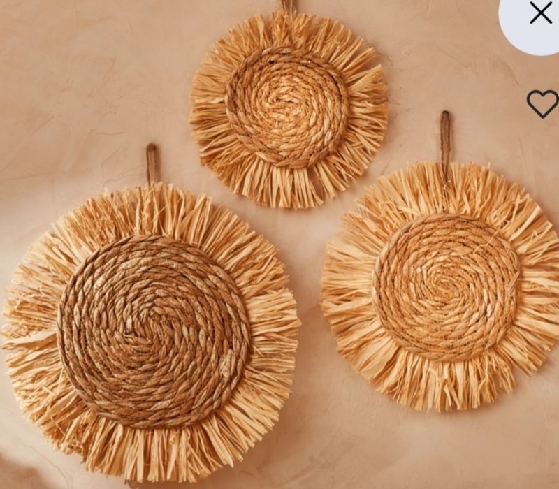 Ozdoba ścienna boho makrama zawieszka naturalna trawa wiklinowa