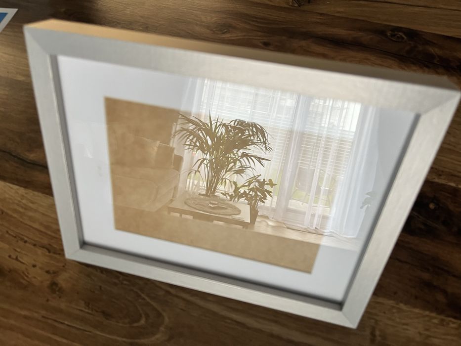 Drewniana duża ramka na zdjecia w kolorze srebrnym szarym - JAK NOWA!