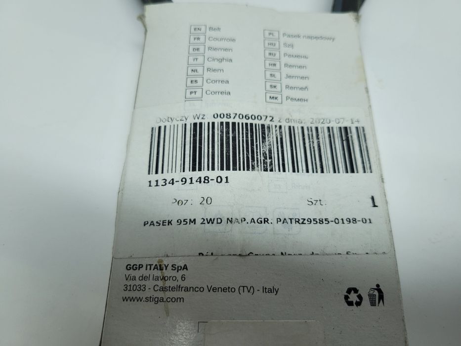 Pasek klinowy STIGA Park Combi