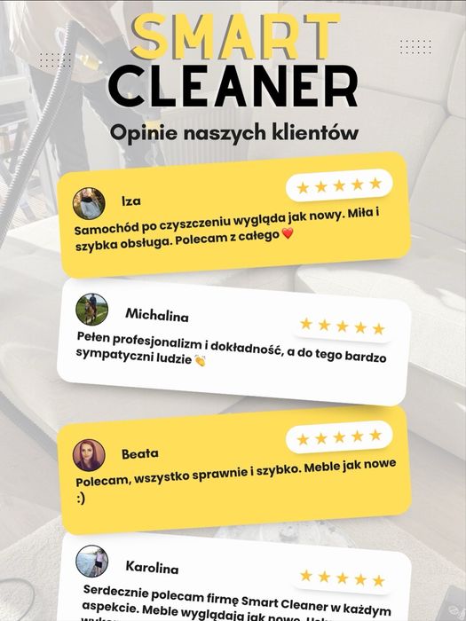 Czyszczenie dywanów, kanap i foteli - (cennik w opisie) Smart Cleaner