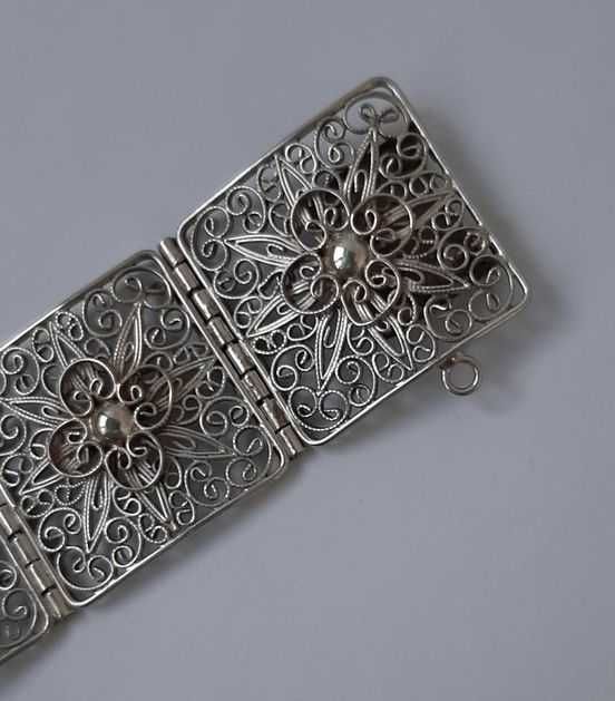 Браслет серебряный антик ар-нуво ар деко 1900 1930 филигрань TIFFANY