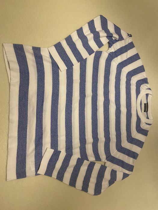 Malha algodão Zara Man, riscas azul/branco, Tam.M