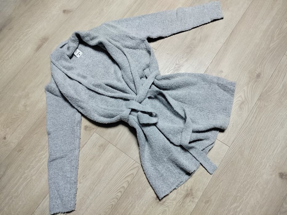 Sweter kardigan damski z wiązaniem Sinsay szary 38