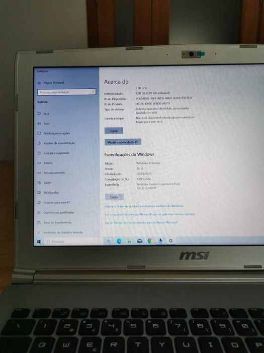 Portátil MSI i7-7700HQ + 8GB Ram + SSD M2 250GB Windows 10+Office