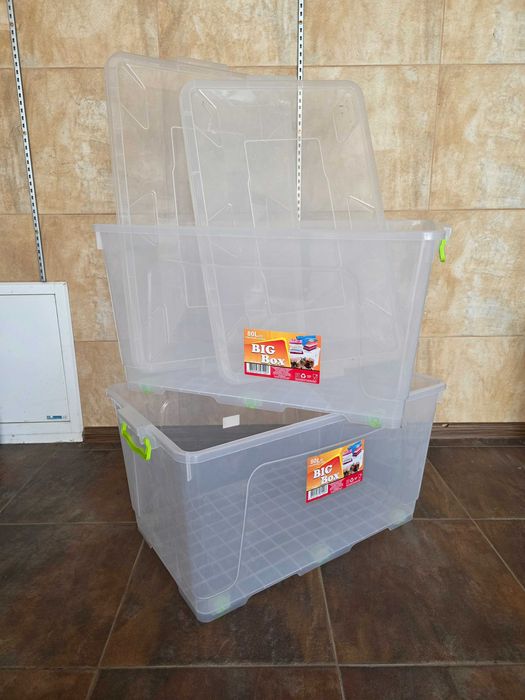 Пластиковый контейнер на колесах с крышкой .80L