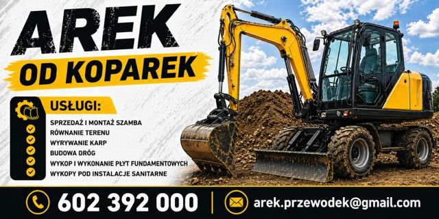 Usługi koparką, usługi minikoparką, przewierty sterowane