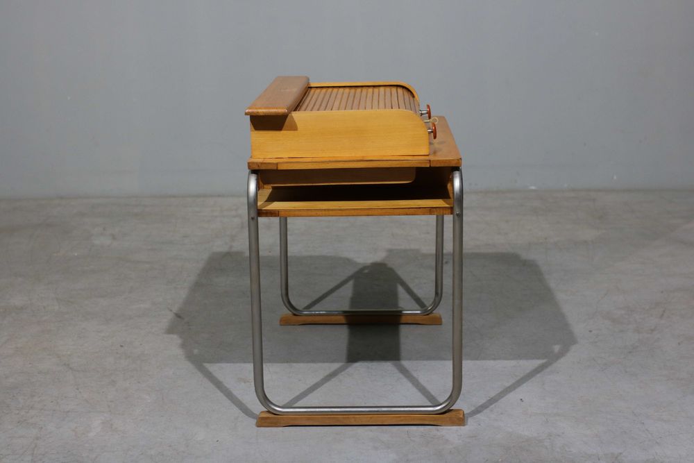 Escrivaninha em metal cromado e madeira | Torck