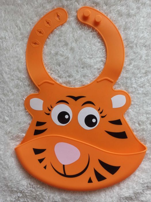 Слинявчик силіконовий Тигреня (нагрудник, тигруля, слюнявчик)