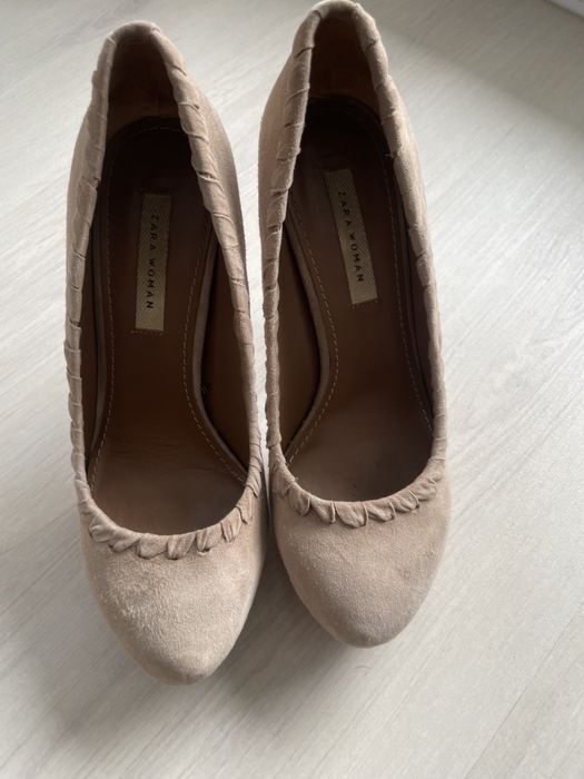 Zara buty nude bezowe skórzane boho 37