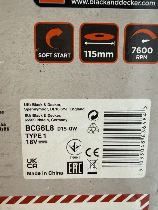 Akumulatorowa szlifierka kątowa Black+Decker