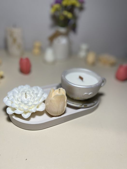 Соєва свічка, аромасвічки, квіти із соєвого воску, подарункові набори