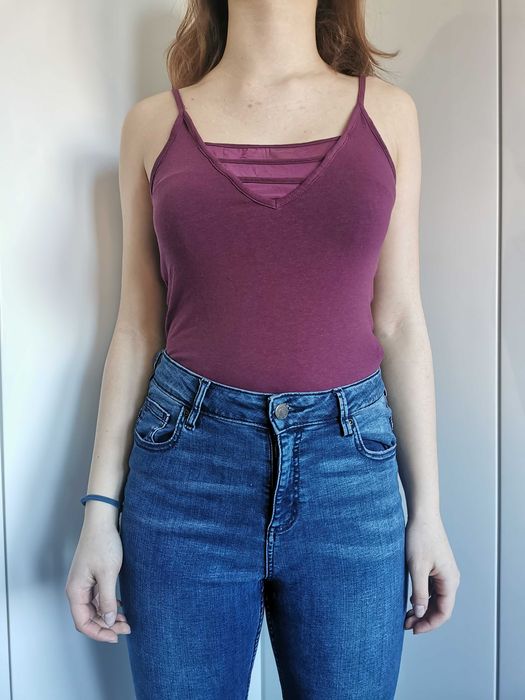 Bordowe body na ramiączkach sinsay top