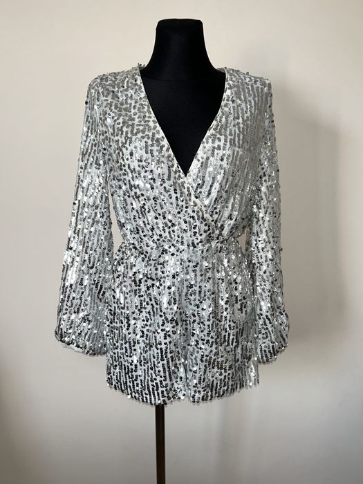 Nowy elegancki kombinezon z cekinami, rozmiar M 38 boohoo