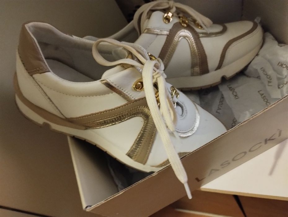 Adidasy Lasocki skórka białe