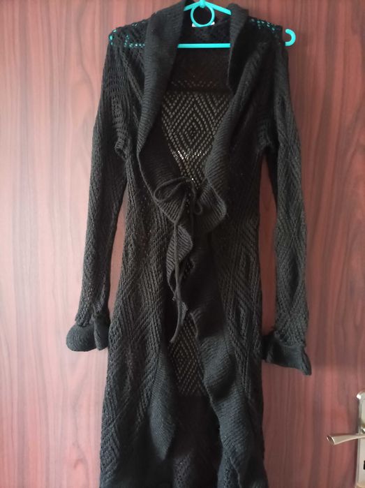 Sweter długi czarny ażur Promod rozm S