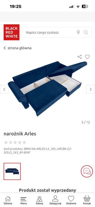 Narożnik welurowy granatowy black  red white