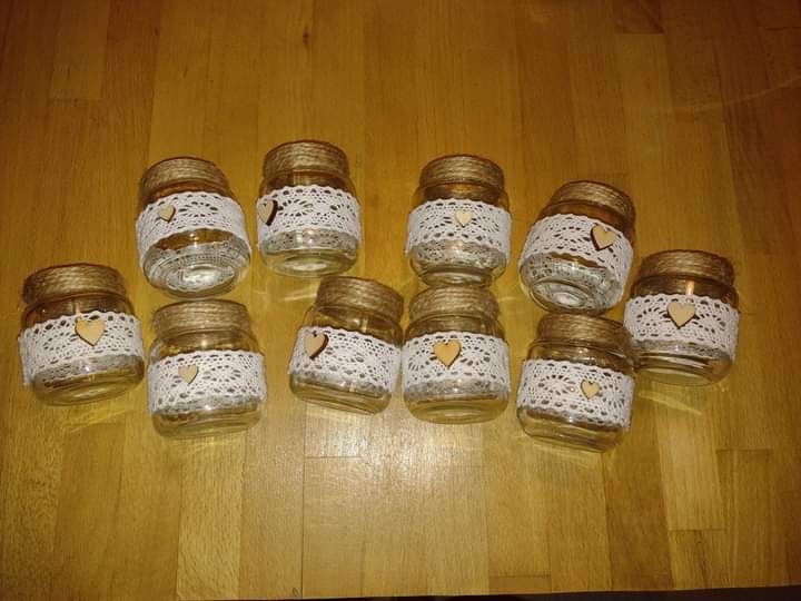 Słoiczki na świeczkę tealight ślub wesele styl rustykalny boho