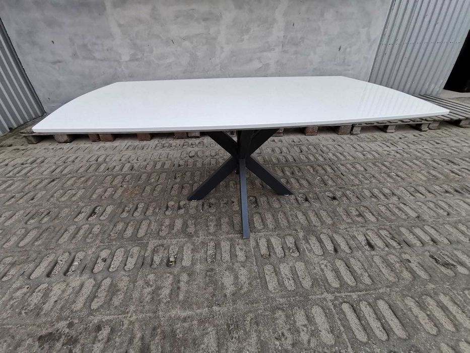 Stół biały na 1 nodze połysk BLAT NOGA DO STOŁU PAJĄK metalowa