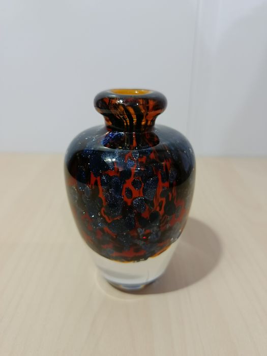 Vaso em Vidro Artístico Italiano – Crisalcor – Peça Soprada e Assinada