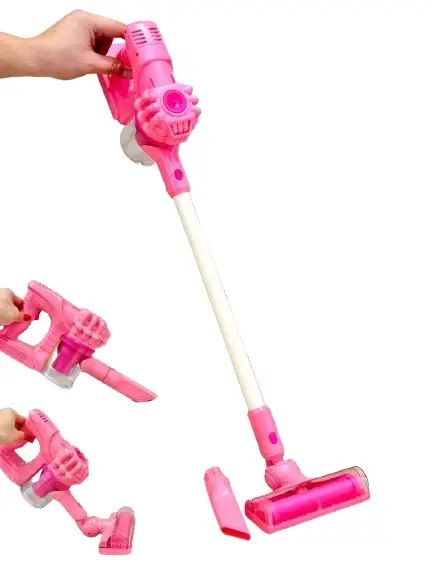 Игровой пылесос для детей со звуком и световыми эффектами розовый