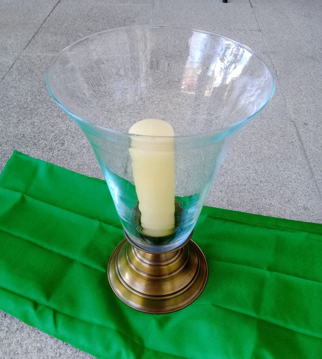 Castiçal Latão e Vidro