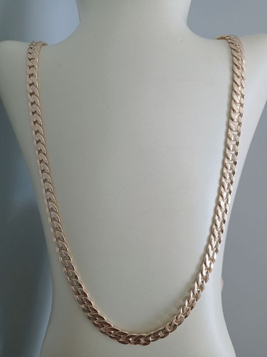 Łańcuszek Pancerka Diamentowany stal Gold Plated 18K 63cm 8mm 46g