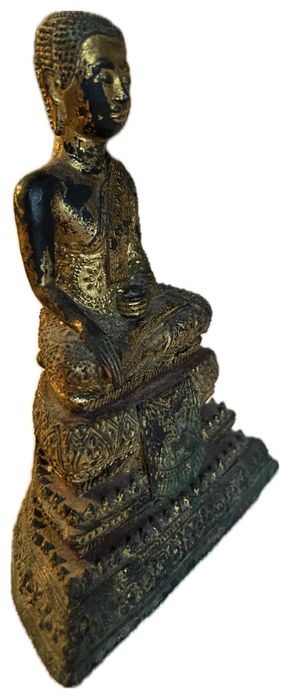 Buda bronze c/ folha ouro - Antiguidade