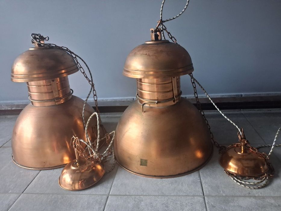 Sprzedam piękne miedziane lampy, wyposażenie baru, loftu (7 szt)