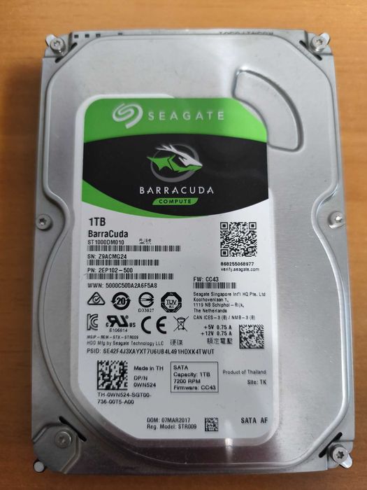 Disco Rígido Seagate Barracuda 1TB 7200RPM Sata 3.5"