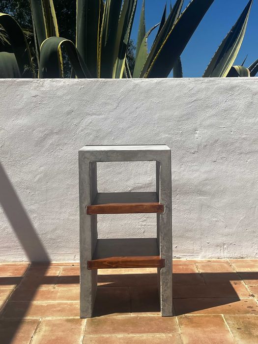 mesa cimento e madeira 2 shelves concrete wood table