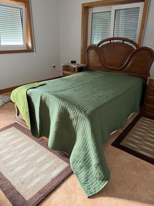 Edredão verde duplo para cama de casal
