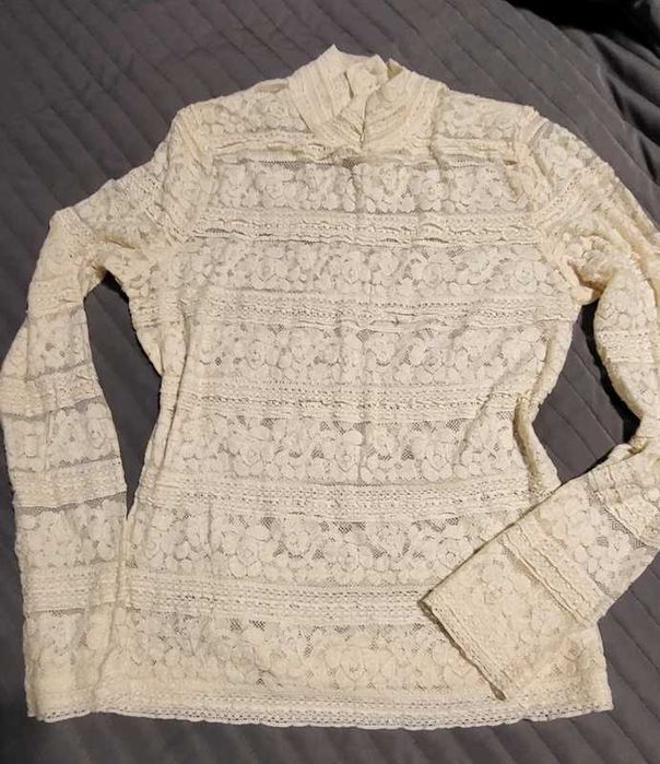 Koronkowa, elegancka bluzka, koronkowa, ecru Zara