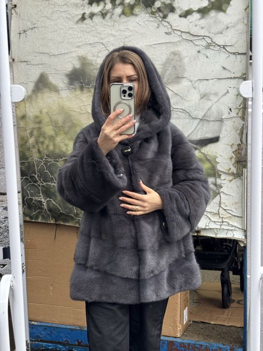 Норковая шуба  графіт аволеді  кобра капюшон маленькі і великі розміри