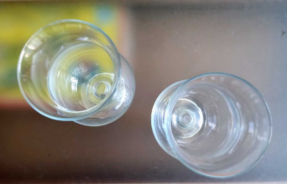 Par de porta velas em vidro Marinha Grande