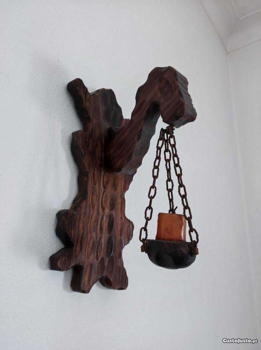 Castiçal de parede em pinho - Antigo