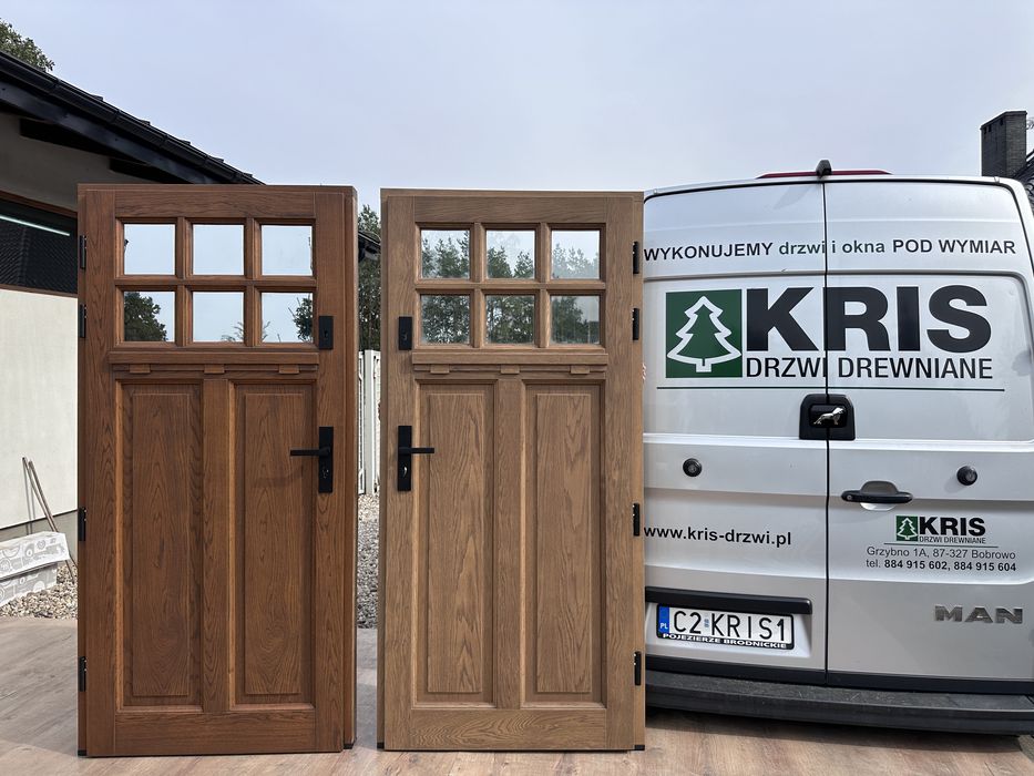 Drzwi zewnętrzne drewniane Od RĘKI Amerykańskie Czyste powietrze