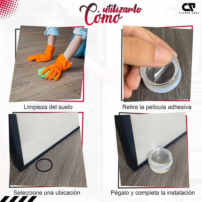 4 Batentes para porta transparente