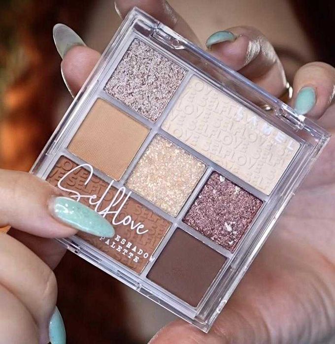 Тіні Lamel 401 блискучі смокі коричневі нюдові бежеві палетка тіней