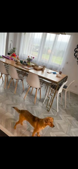 Stół duzy do jadalni 10 osob stalowy art deco