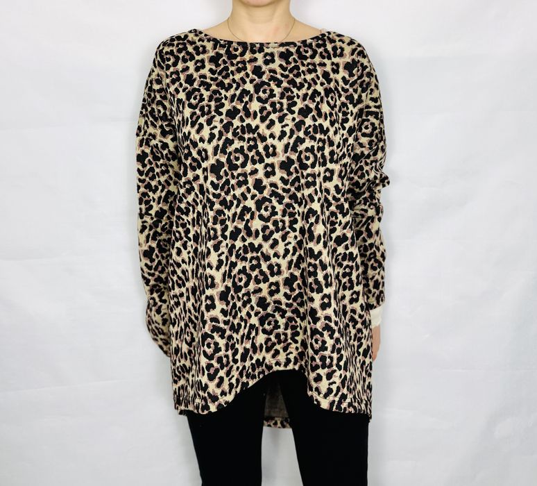 Beżowo-czarna bluza w panterkę 3XL 46