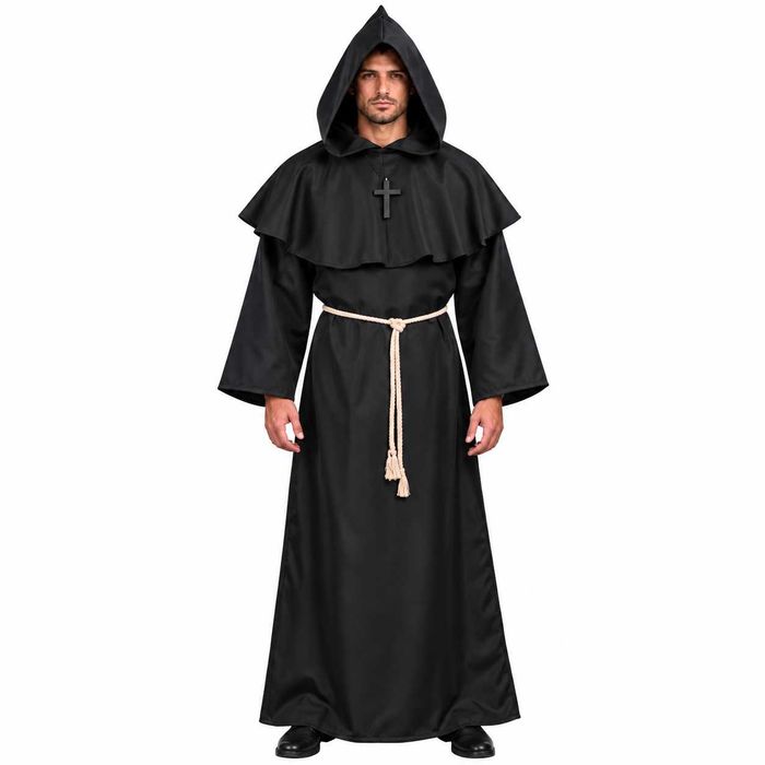 Przebranie Mnicha Halloween Habit Kaptur Krzyż Sznur 130 cm