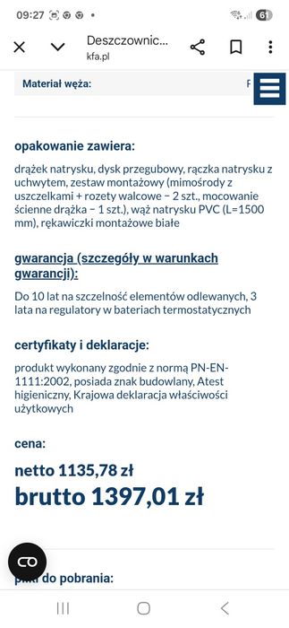 Bateria z deszczownica KFA