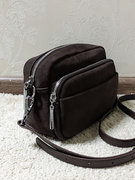 Женская сумка кроссбоди из натуральной замши Polina & Eiterou шоколад